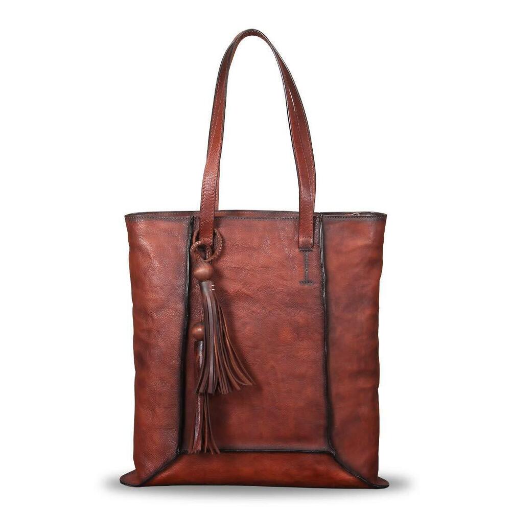 3296 Geniune Leather Shoulder Bag Vintage Handmade Top Handle Large